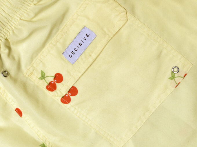 Cherry Yellow Swim shorts pocket