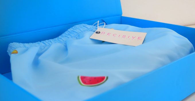 Personalized swim shorts by Decisive Beachwear