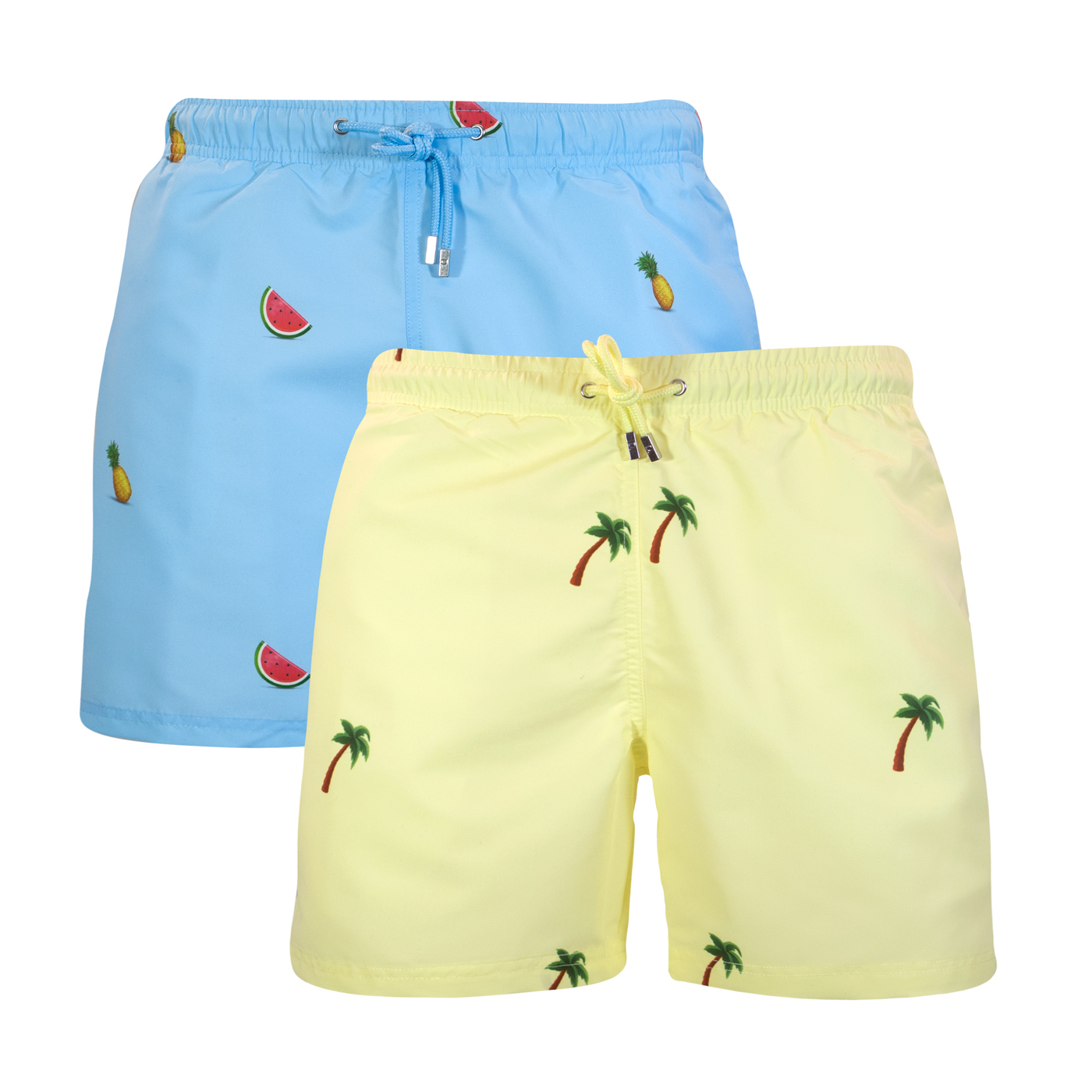 Palm watermelon pineapple tropical swim shorts