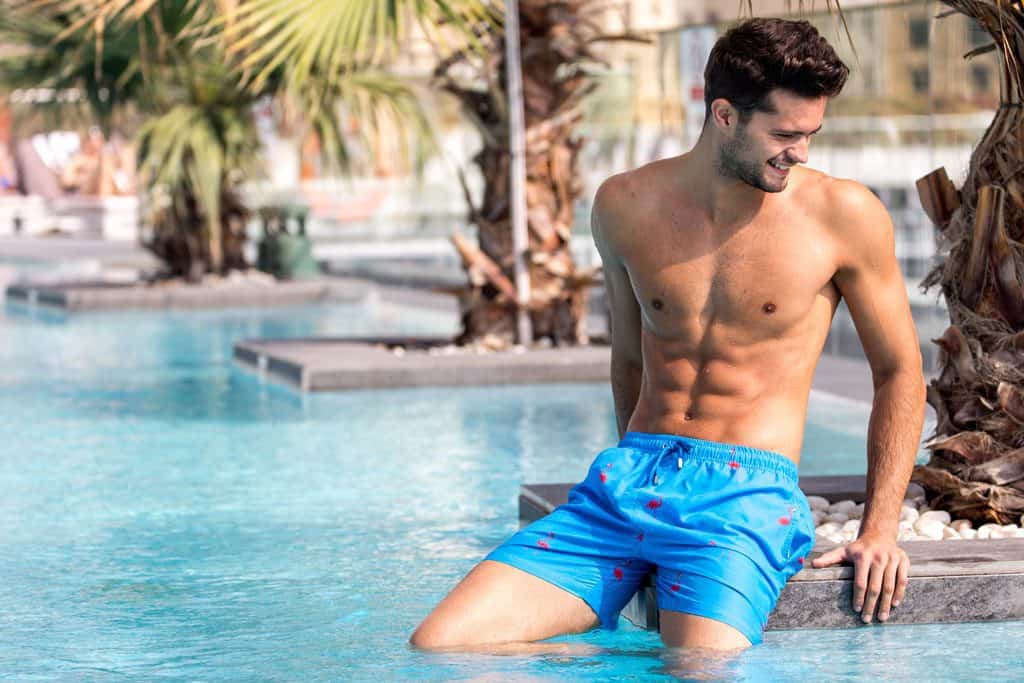 blue flamingo designer swim shorts