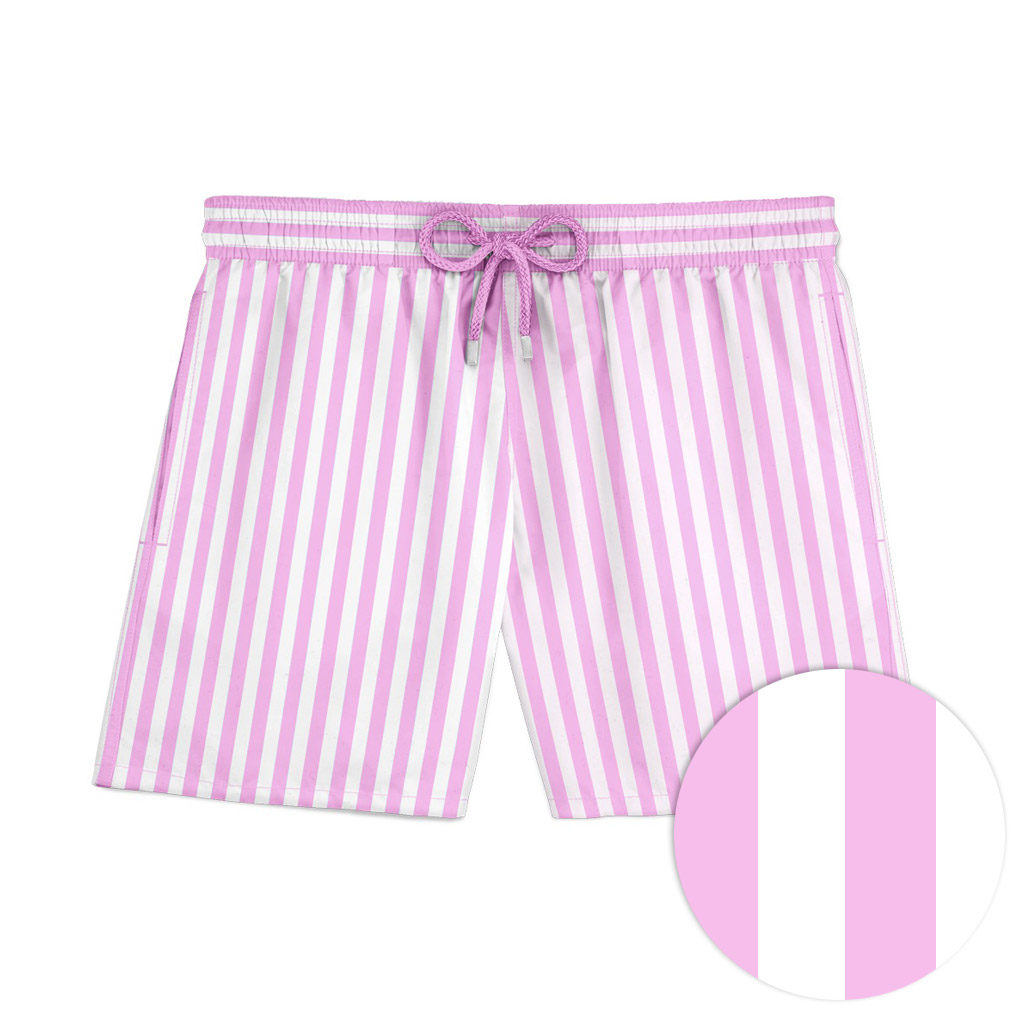 Pink striped swim shorts