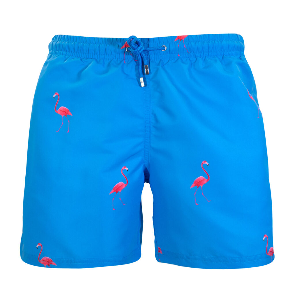 Blue flamingo swim shorts