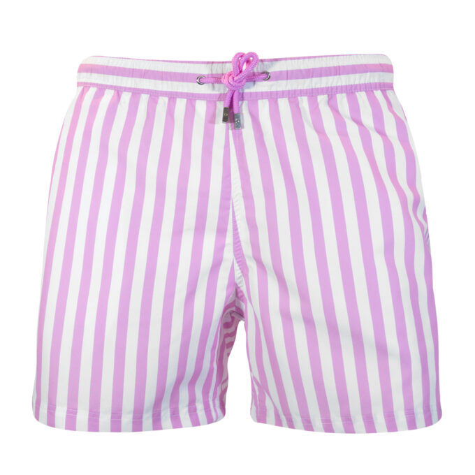 Pink striped swim shorts