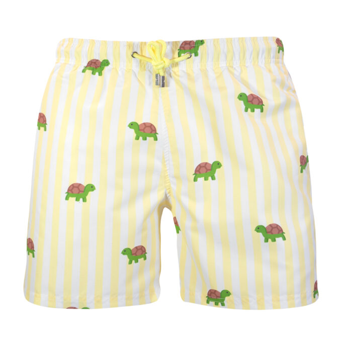 Yellow Striped Turtle Swim Shorts