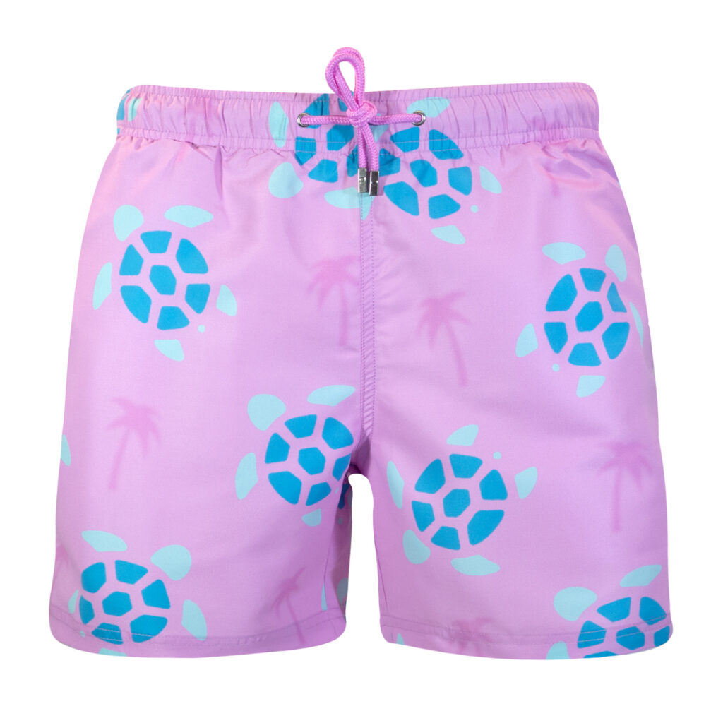 Pink turtle palm swim shorts