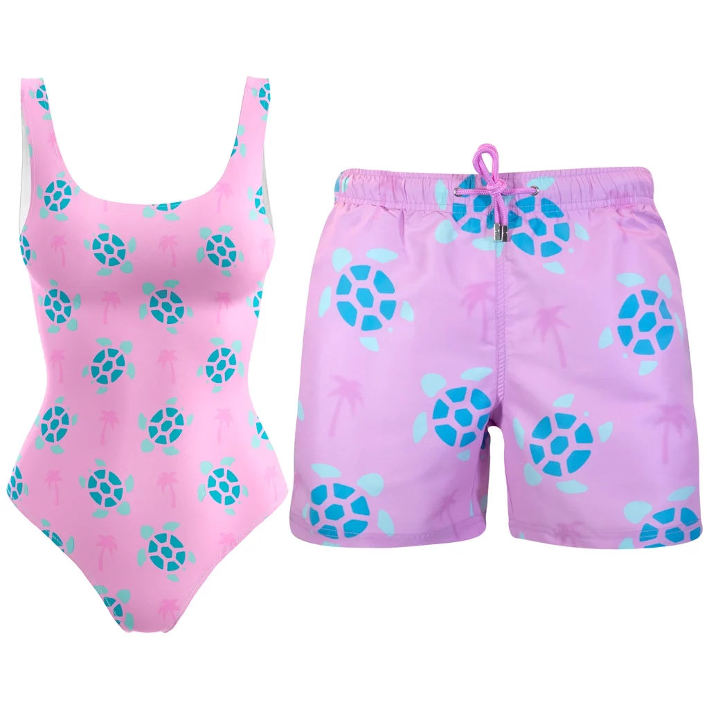 Matching turtle swim trunks swimsuit