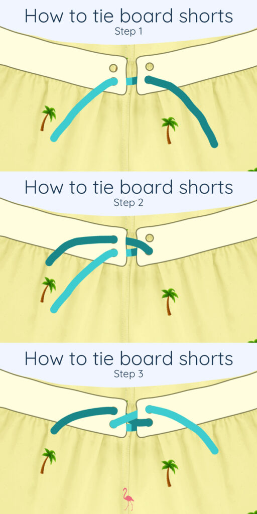 How to tie board shorts with 4 holes