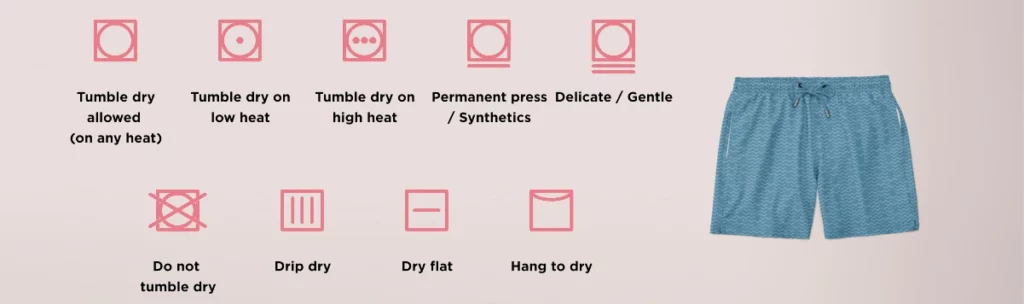 Instructions on how to dry swim trunks