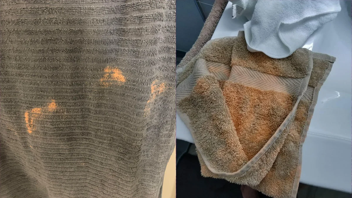Why are gray towels turning orange